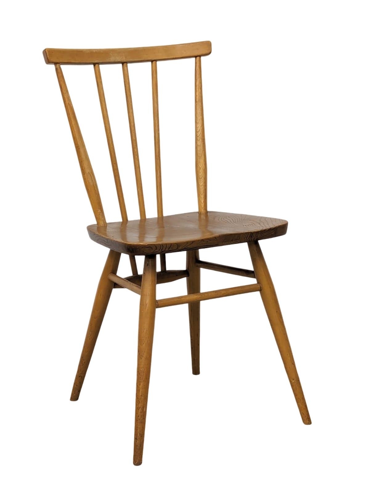 A set of 6 Ercol Model 391 Mid Century Blonde elm and beech dining chairs. - Image 4 of 6