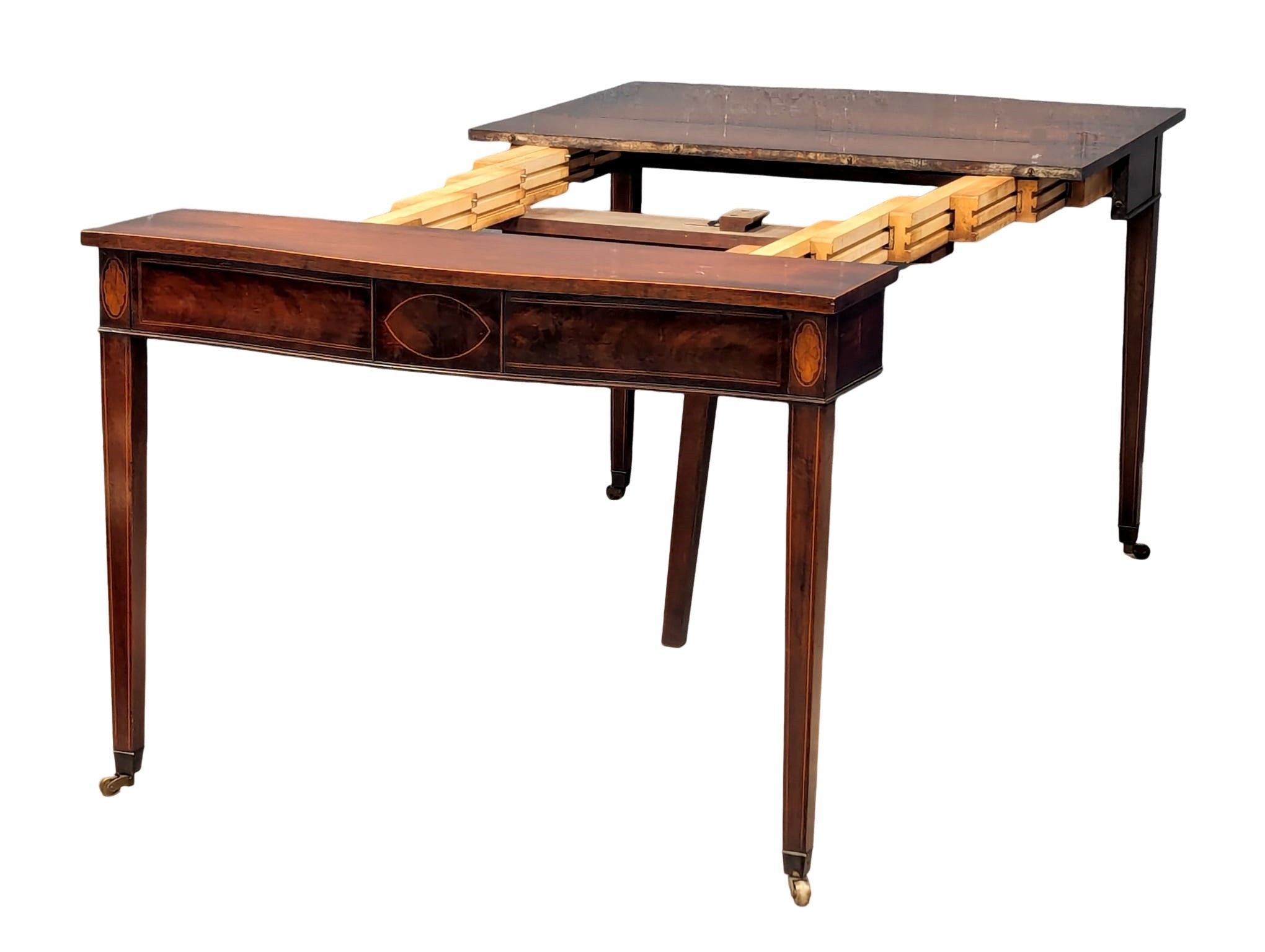 A Sheraton style inlaid mahogany turnover tea table/dining table - Image 3 of 9