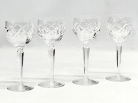A set of 4 tall Waterford Crystal ‘Lismore’ wine glasses. 19cm
