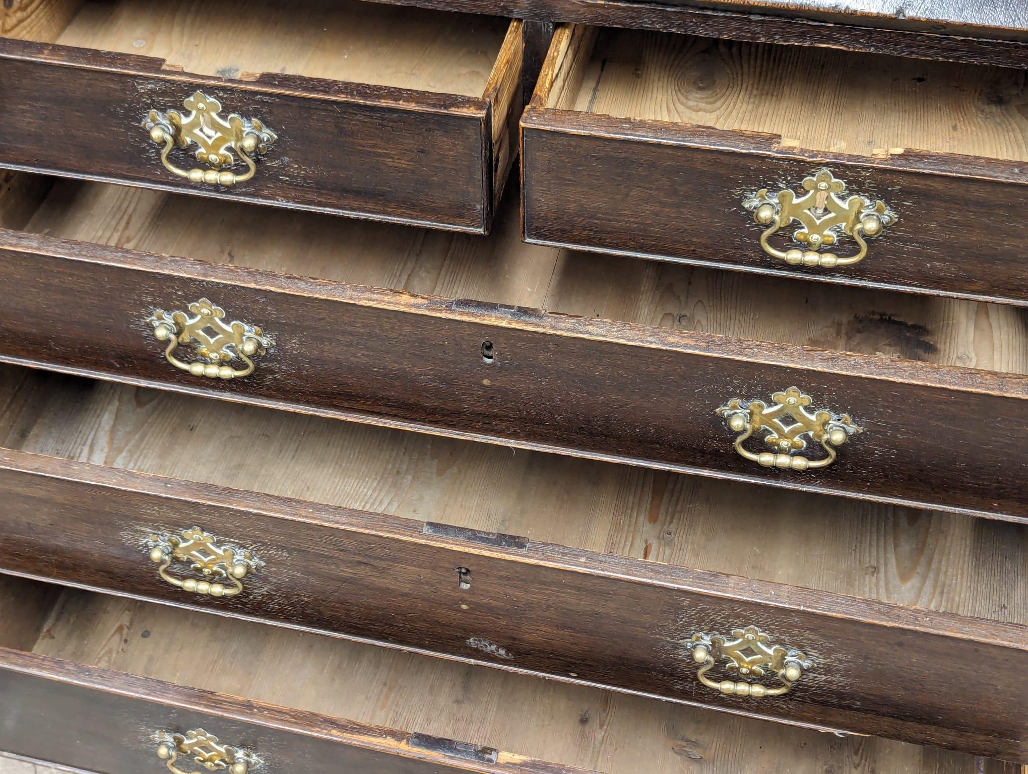 A George III oak writing bureau. Circa 1760-1780. 94x55x106cm - Image 5 of 10