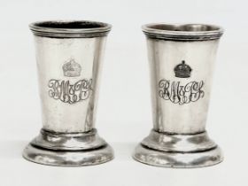 A pair of Late 19th Century Mappin & Webb Triple Deposit Prince’s Plate beakers. 7cm