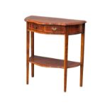 An inlaid serpentine front side table with 2 drawers. 71x35x75.5cm