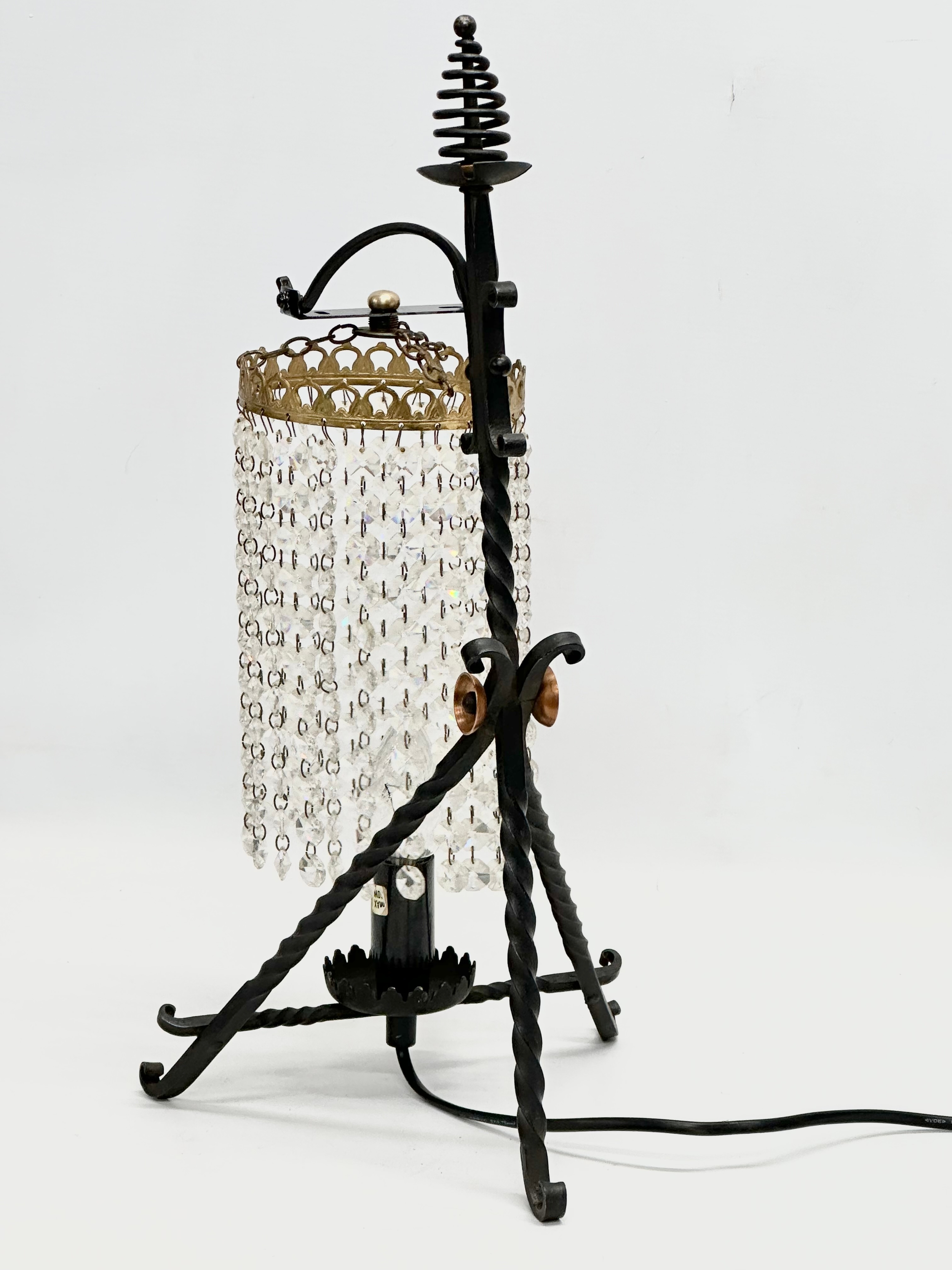 A Steampunk table lamp with glass droplets. 46cm - Image 4 of 4