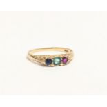 A 9ct gold ring. 1.9g. Size UK N.