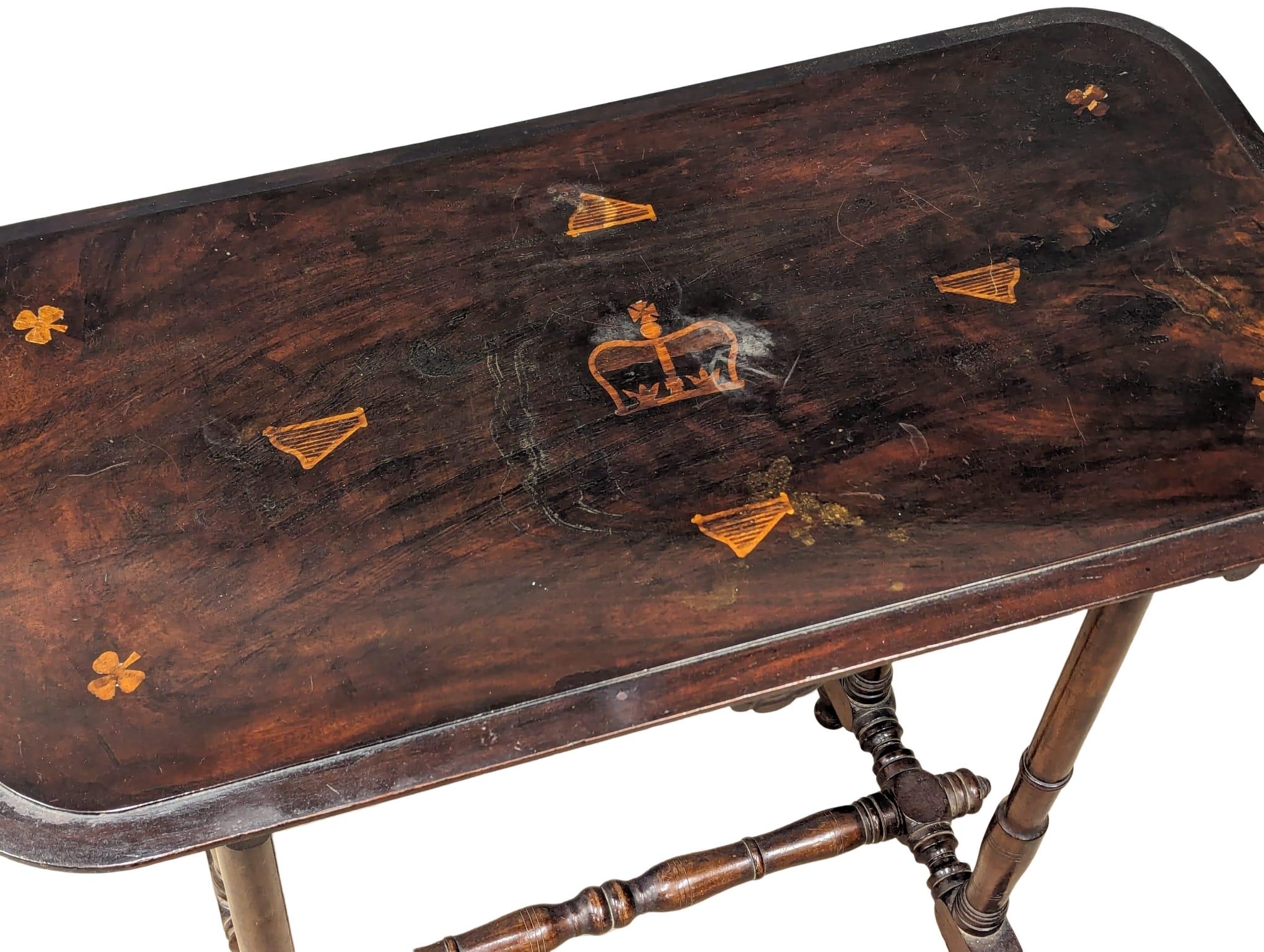 A Late 19th Century Irish inlaid mahogany side table. 83x43x80cm - Image 4 of 4