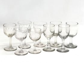 A collection of Mid 19th Century Victorian slice lens cut gin glasses. 12cm