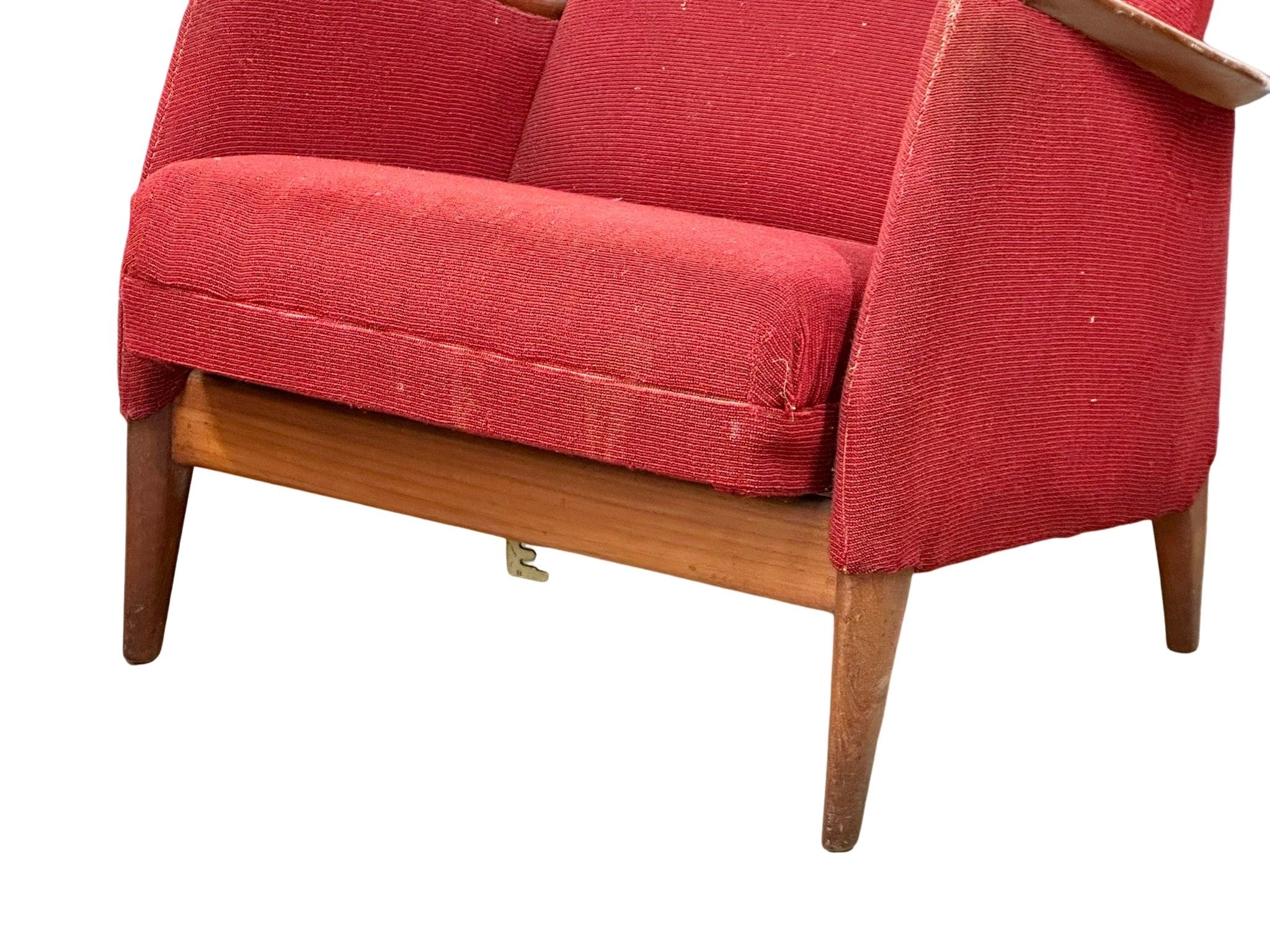 A pair of Norwegian Mid Century teak framed reclining armchairs. Norsk pat. Possibly designed by - Image 4 of 12