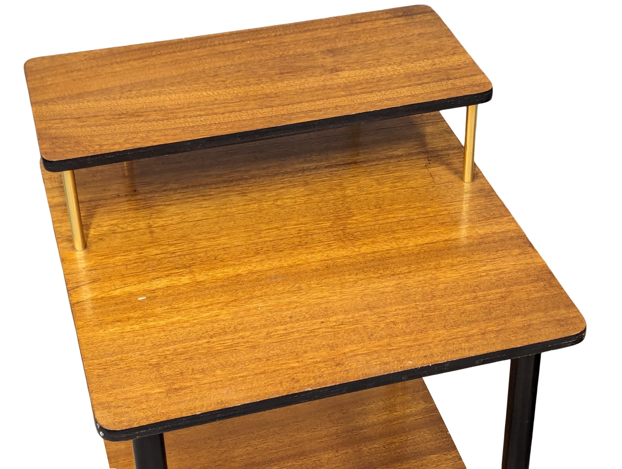 A pair of 1960s Mid Century teak 3 tiered side tables. 37.5x37x57cm - Image 5 of 6