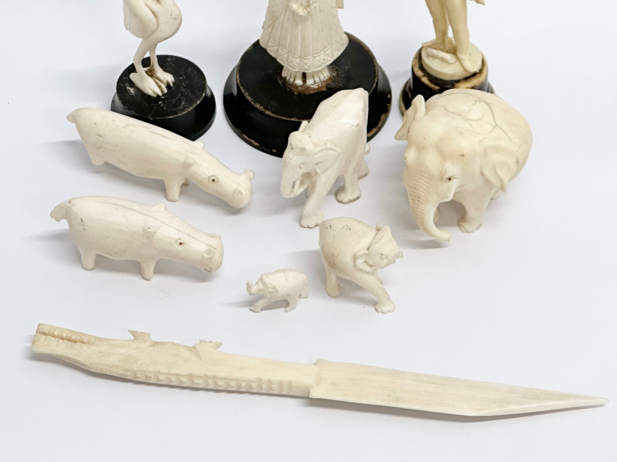 A collection of 19th and Early 20th Century bone figurines. 1 plastic. - Image 5 of 7