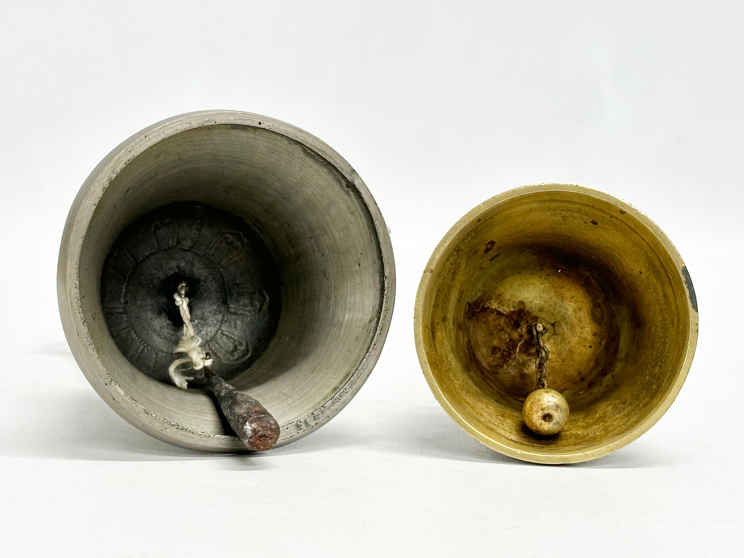 2 Late 19th Century brass and pewter bells. 16cm - Image 8 of 8