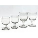 4 Mid 19th Century Victorian glass rummers. Circa 1850-1870. Largest pair 12cm. 10cm