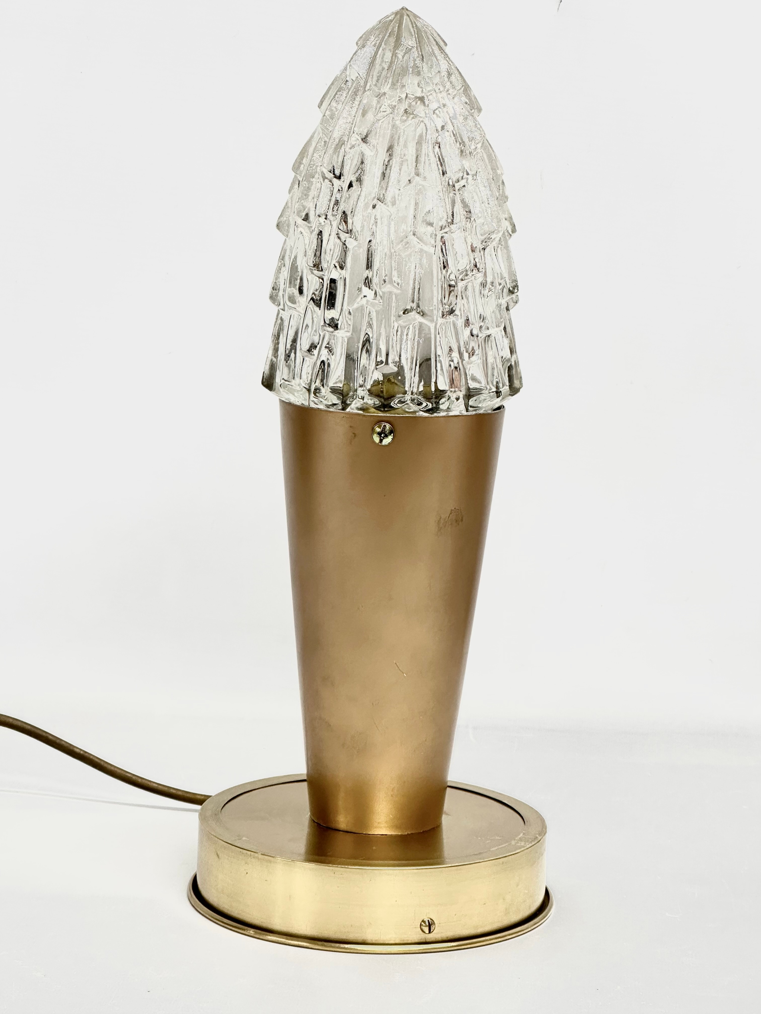 A Steampunk acorn table lamp with frosted glass shade. 38cm