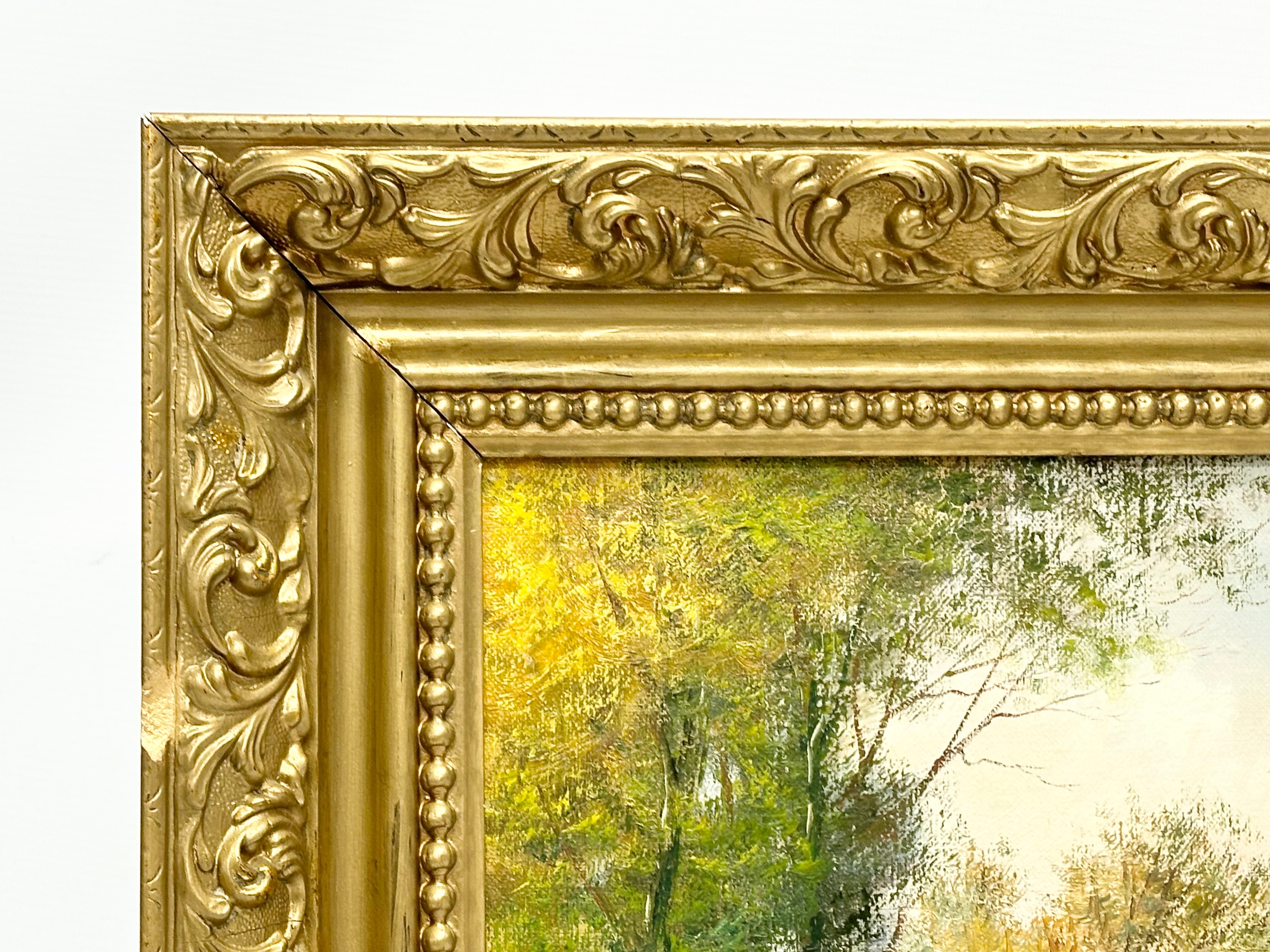 An oil painting on canvas by Will Cunningham. River Glenariff. In a late Victorian gilt frame. - Image 7 of 8