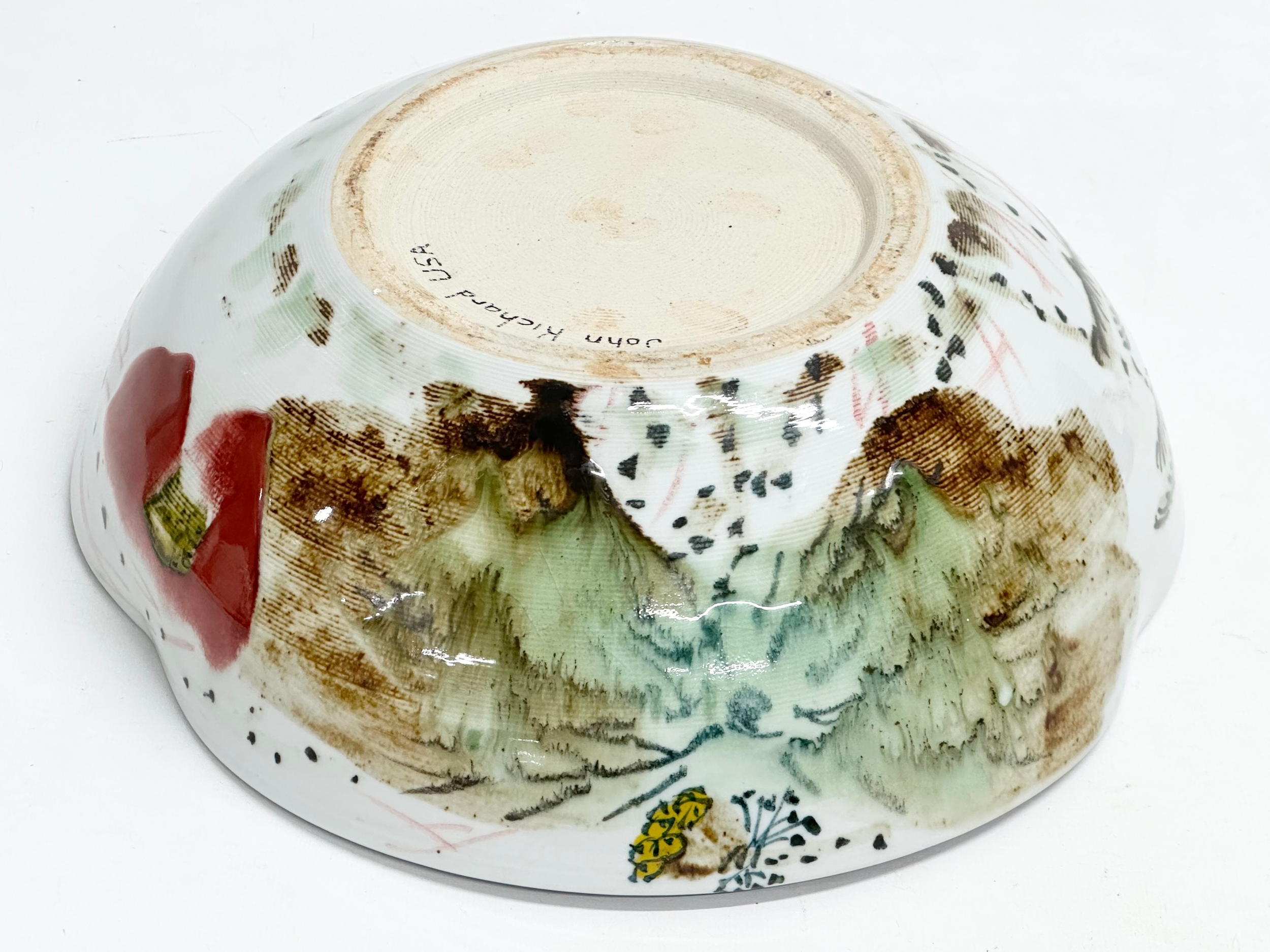 A large glazed porcelain curved rim bowl designed by John Richard. 32x32x11cm - Image 4 of 5