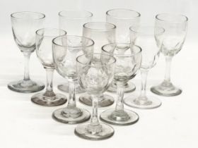 10 Early/Mid 19th Century slice cut port glasses. Circa 1830-1870. 12cm. 11cm. 10.5cm