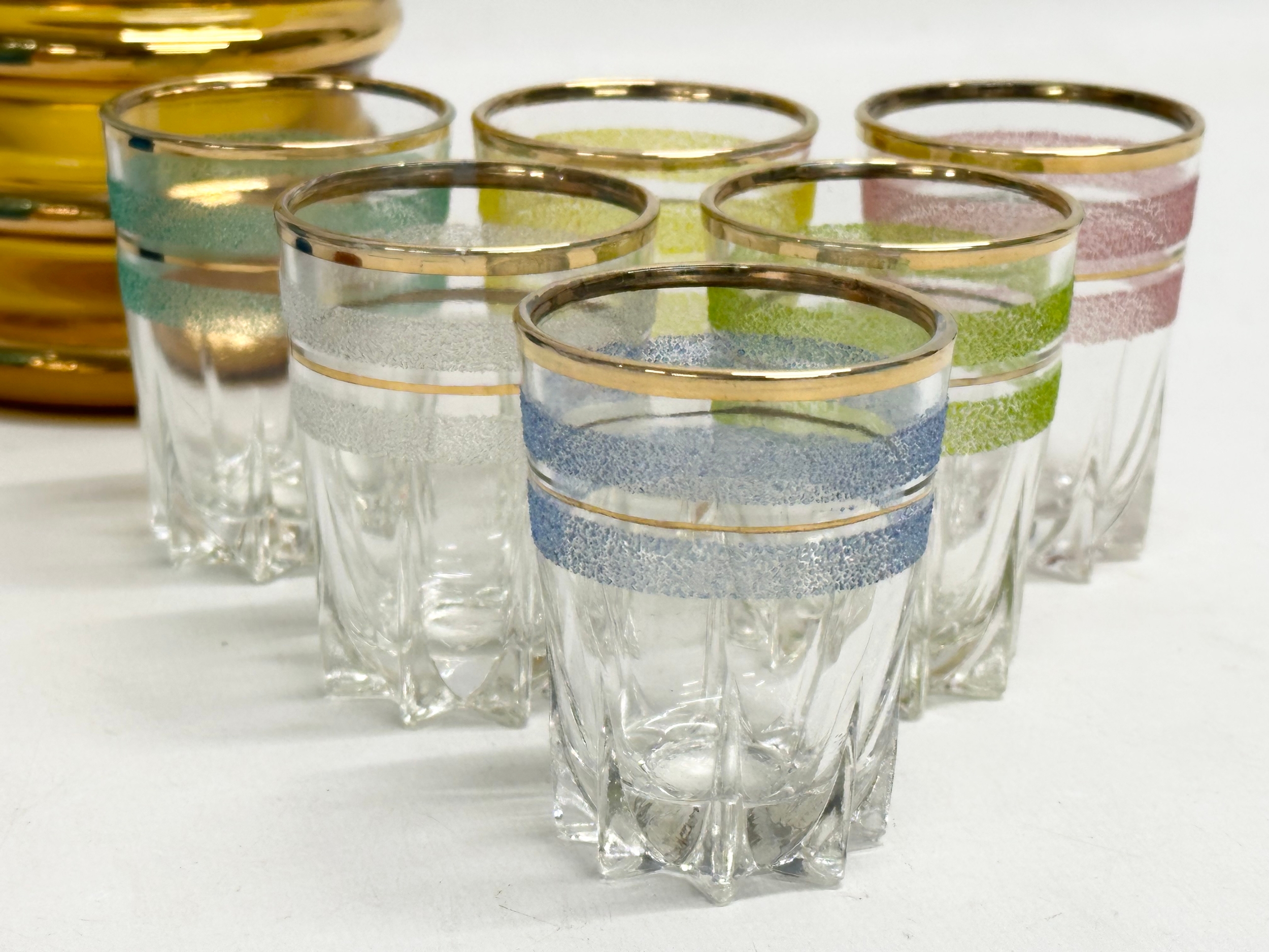 A collection of Mid 20th Century coloured drinking glasses and decanter. - Image 3 of 7
