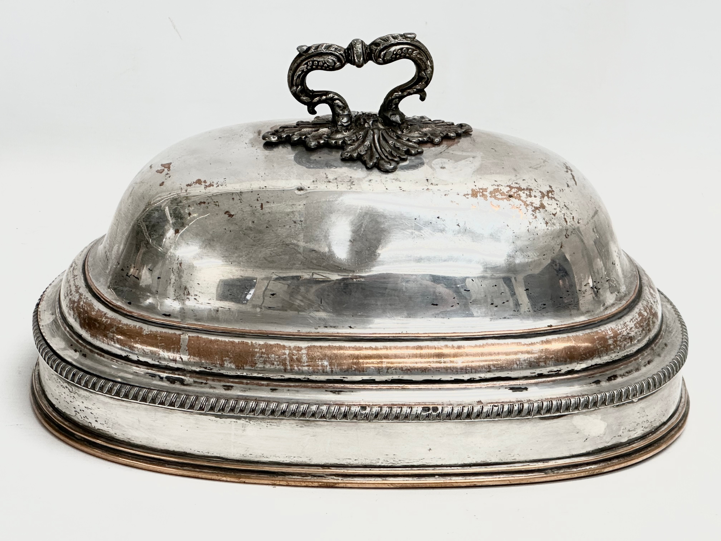 An Early 19th Century silver plated meat dome by D&G Holy & Co. Circa 1805-1820. 34x25x20cm - Image 4 of 4