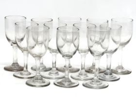 A set of 12 Mid 19th Century Victorian slim stem port glasses/rummers. 12.5cm