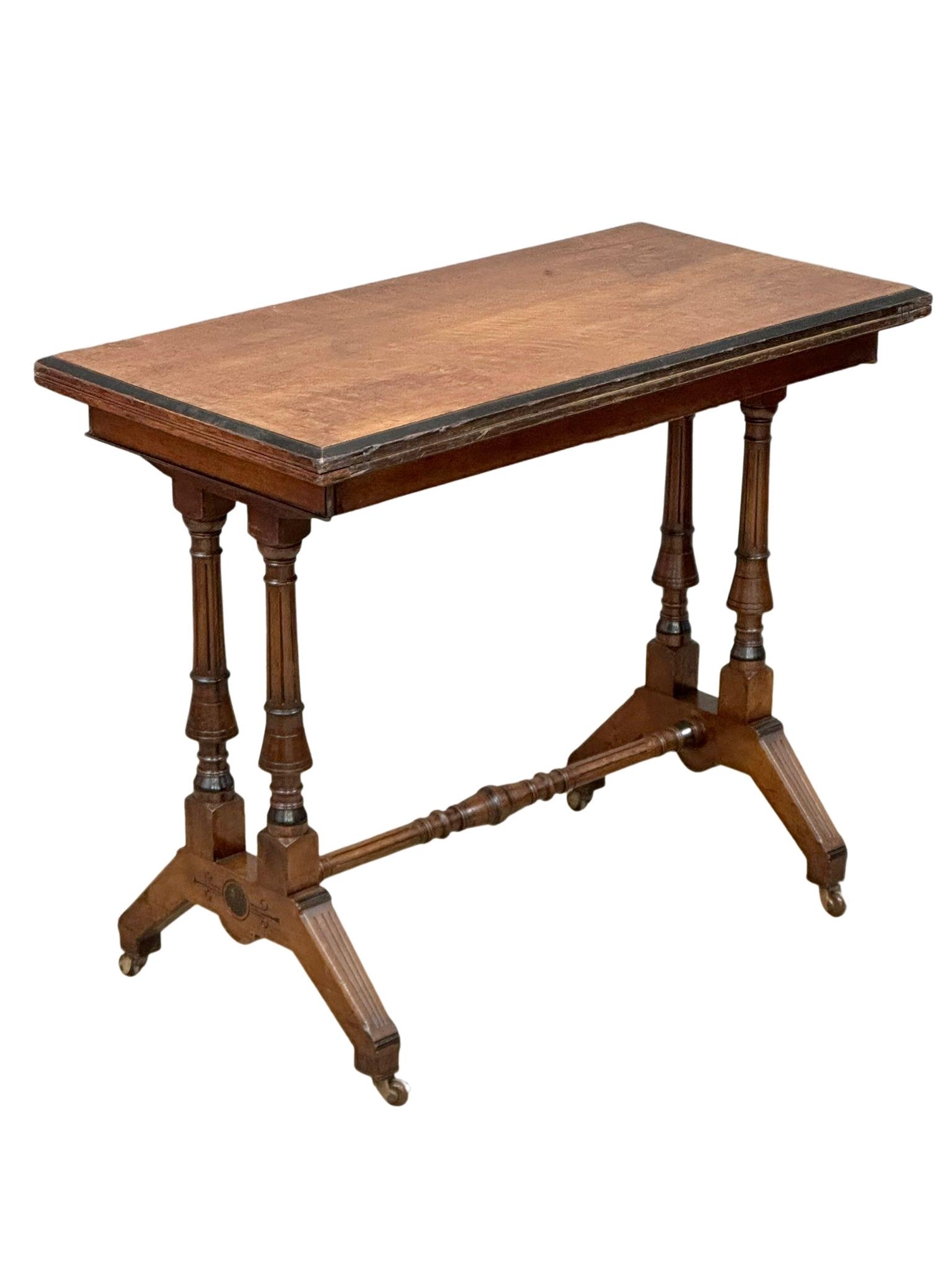 A Late Victorian oak turnover games table. 91x46x74cm - Image 4 of 5