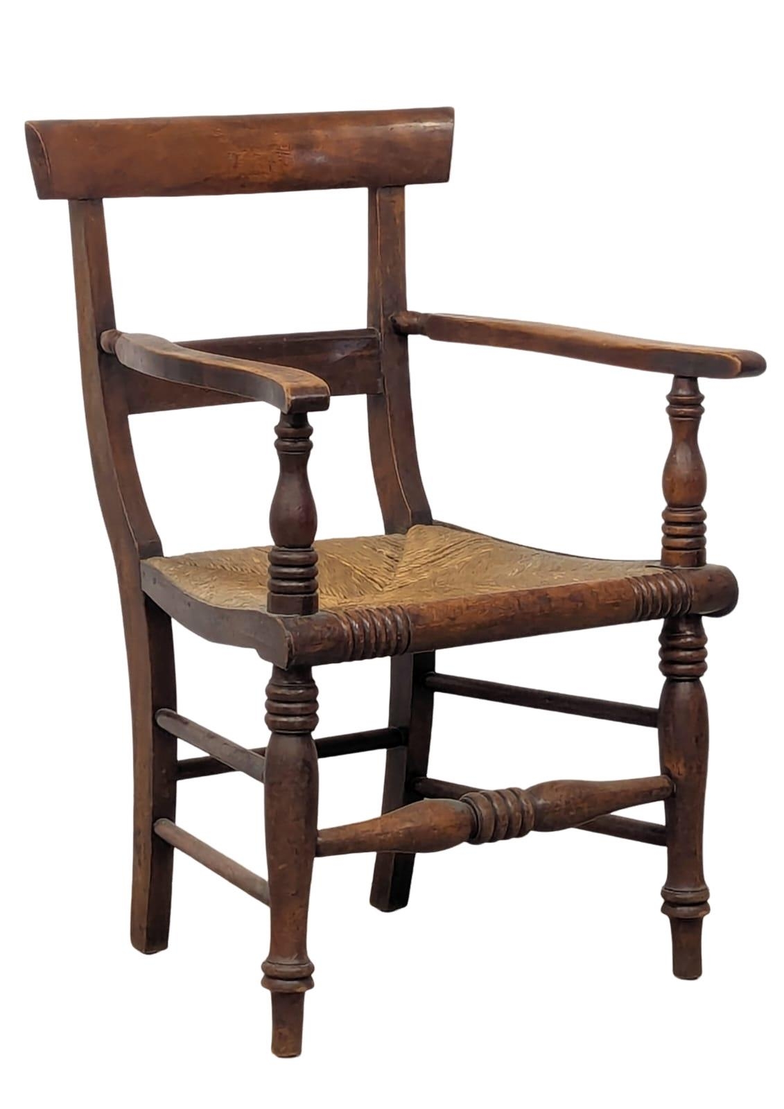 A mid 19th Century Scottish country house armchair with rush seat - Image 5 of 6