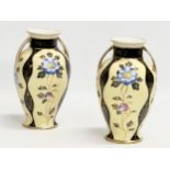 A pair of Early 20th Century Japanese hand painted vases by Noritake. Circa 1905-1920. 11x11x19.5cm