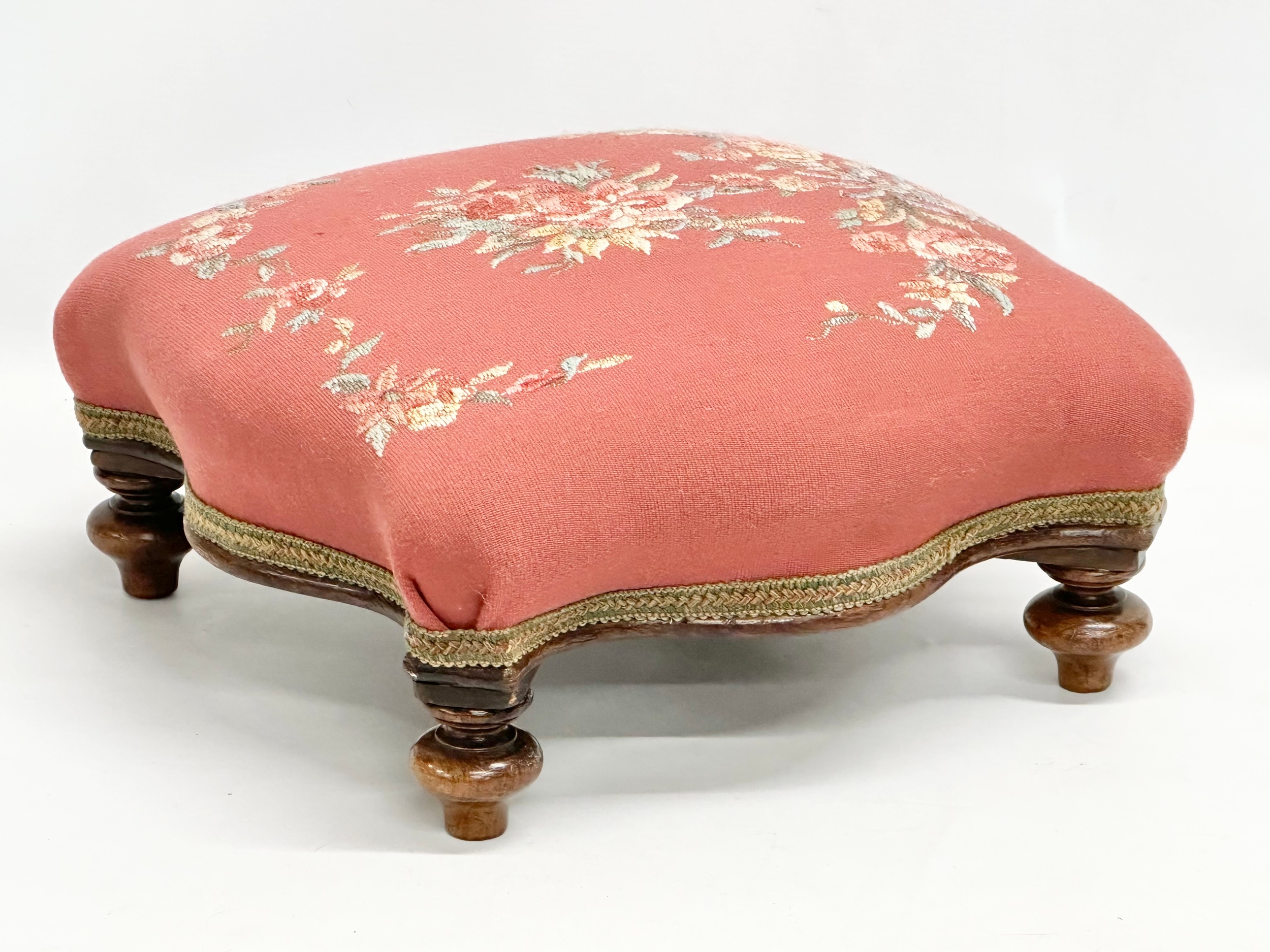 A Victorian tapestry top footstool. 38x37x17cm - Image 2 of 3