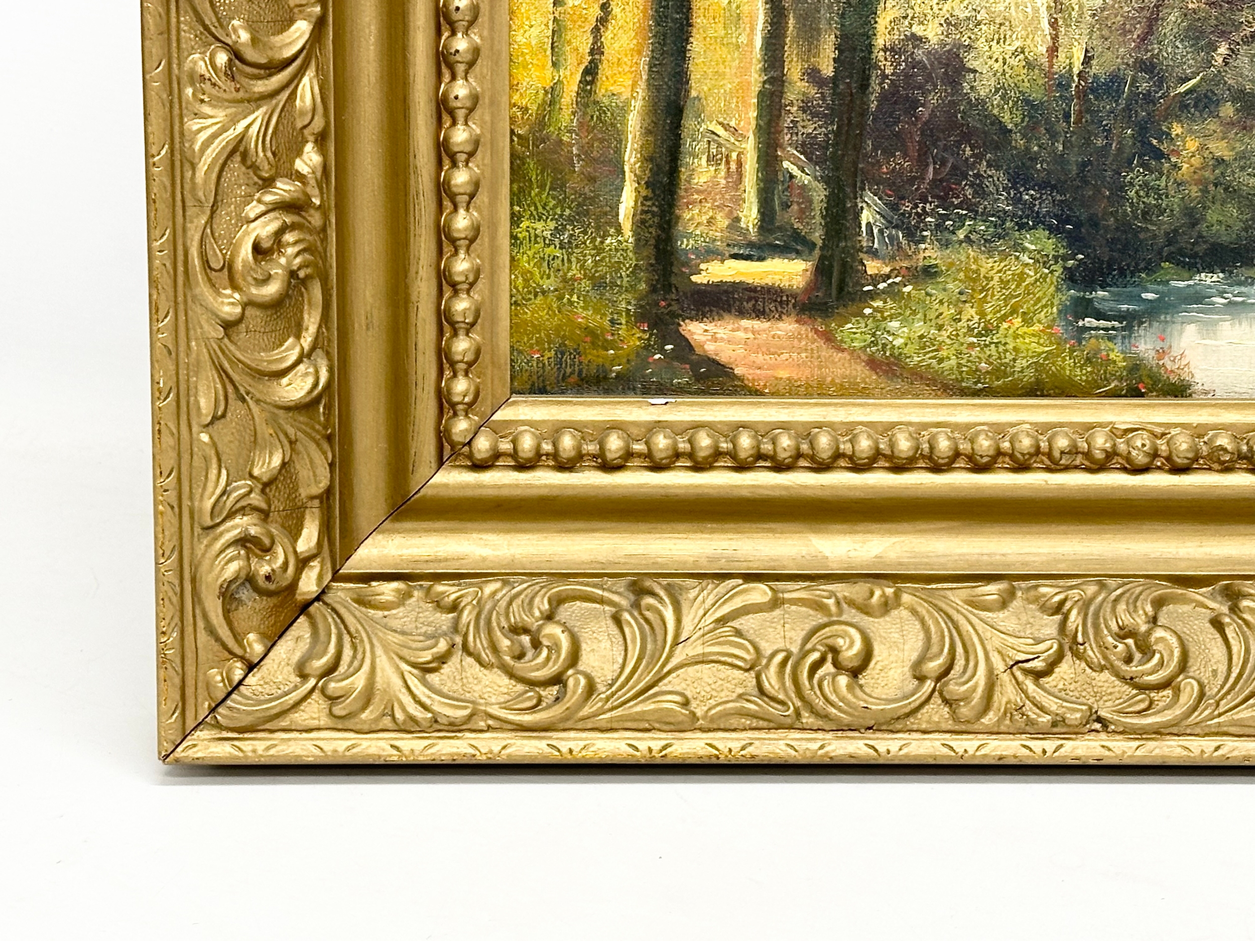 An oil painting on canvas by Will Cunningham. River Glenariff. In a late Victorian gilt frame. - Image 6 of 8