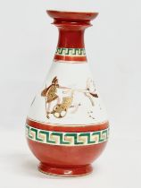 A large porcelain baluster vase in the manner of Edouard Honore. With Grecian warriors and Greek key