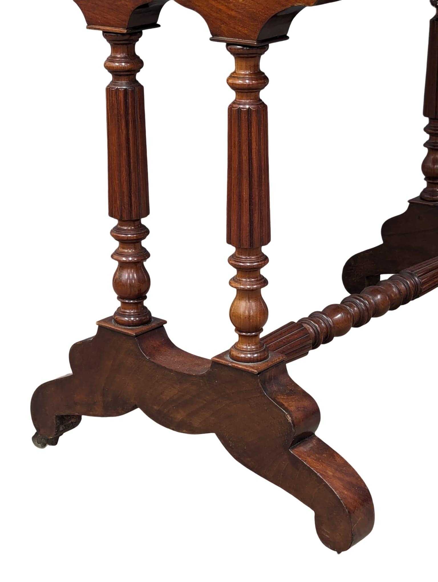 A 19th Century French mahogany washstand / dressing table on reeded turned legs and stretcher. Circa - Image 5 of 7