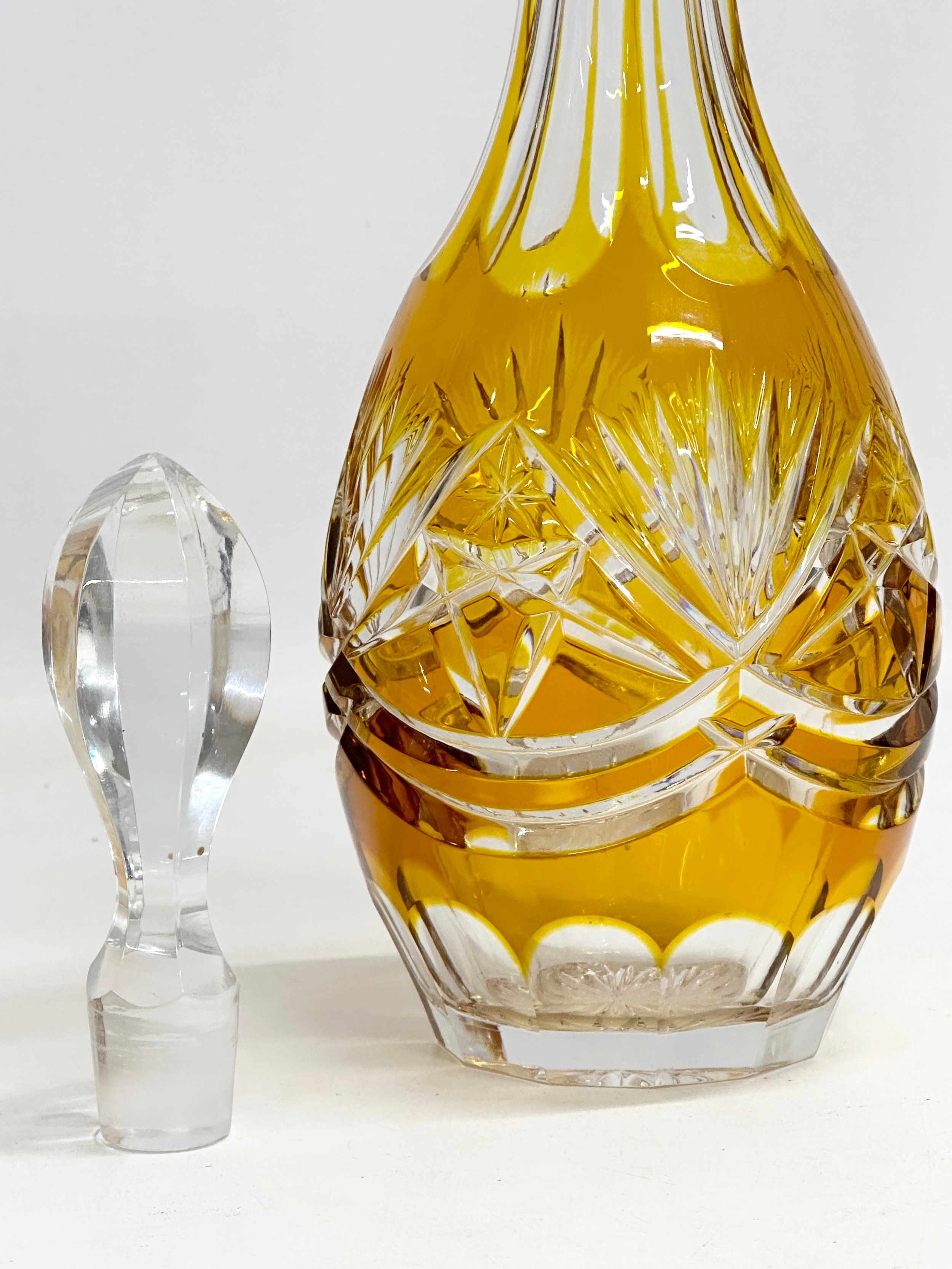 A 20th Century Nachtmann stained amber glass decanter. 31cm - Image 3 of 4