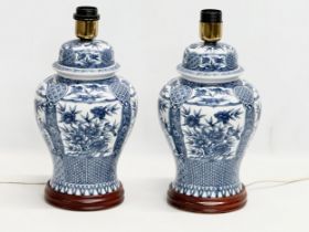 A pair of large Chinese style pottery table lamps. 19x37cm