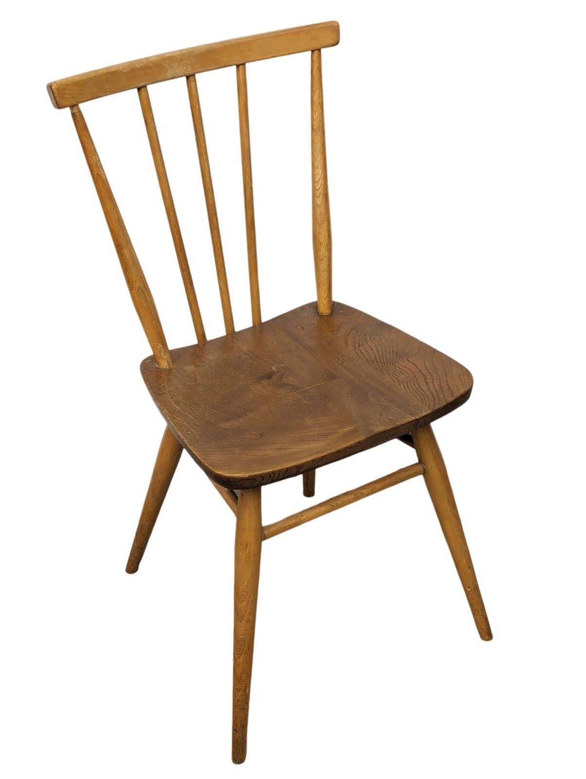 A set of 6 Ercol Model 391 Mid Century Blonde elm and beech dining chairs. - Image 3 of 6