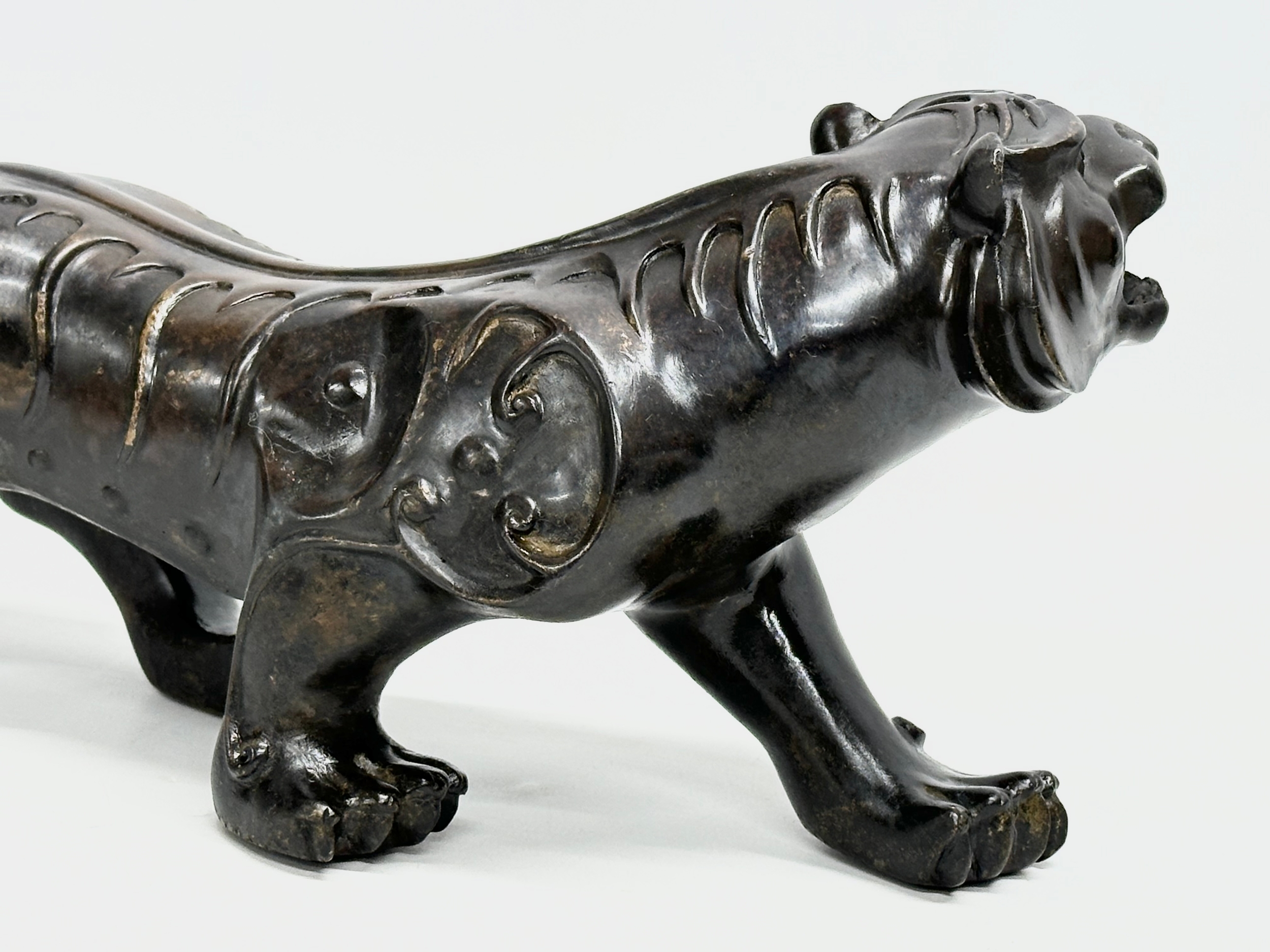 An Early 20th Century Chinese Feng Shui bronze Evil and Wealth Tiger. 38cm - Image 6 of 7