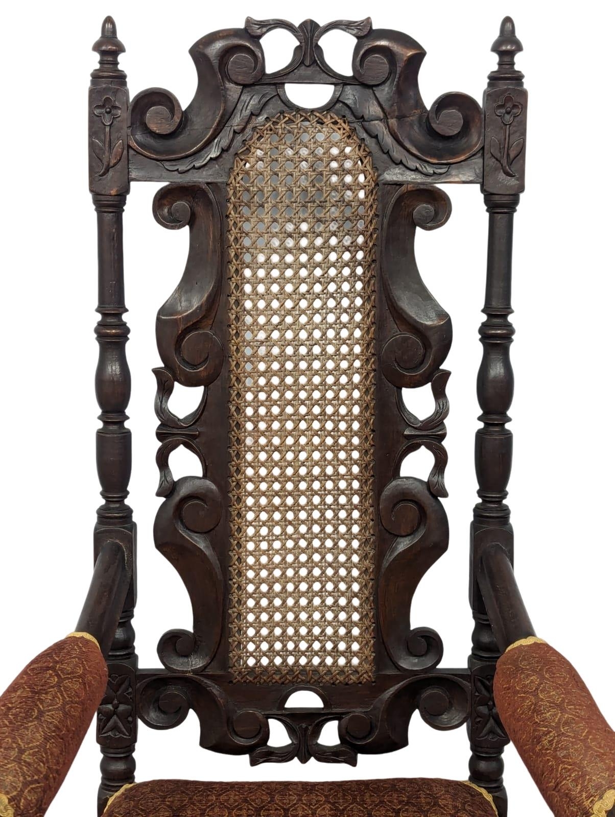 A late 19th Century carved oak armchair in the 17th Century Carolinian style. Circa 1890-1900 - Image 3 of 6