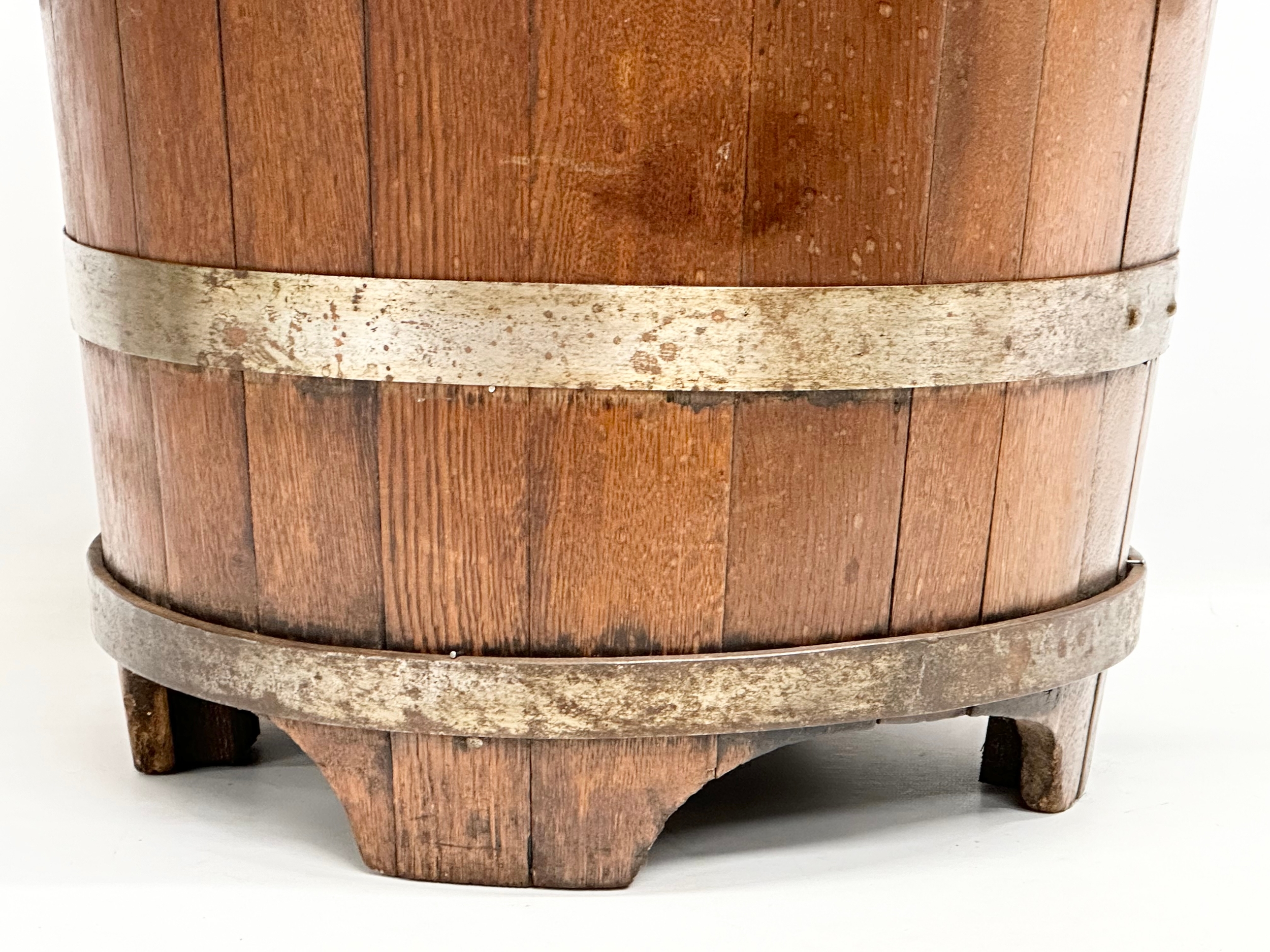 A large Late 19th Century oak coal bucket with large drop ring handles. Circa 1880-1900. 53x45x43. - Image 4 of 6