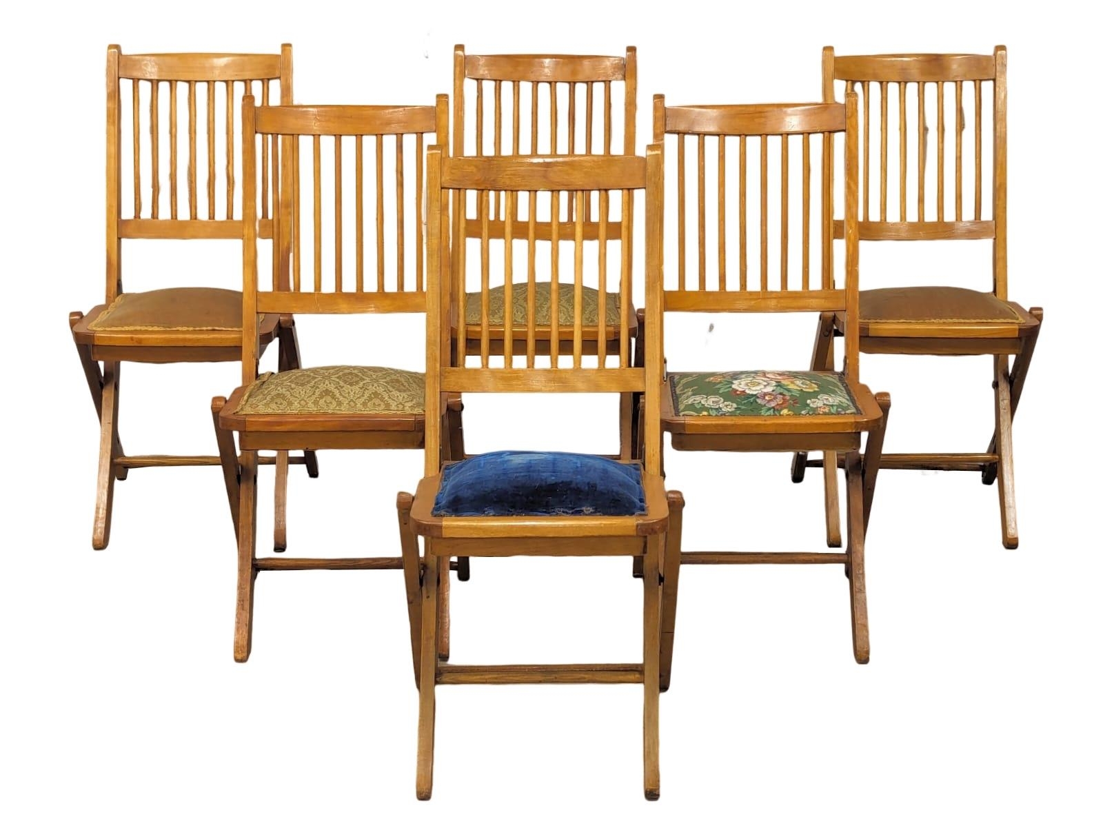 A set of 6 mid century folding chairs, stamped Todd Burns & Co Ltd Dublin