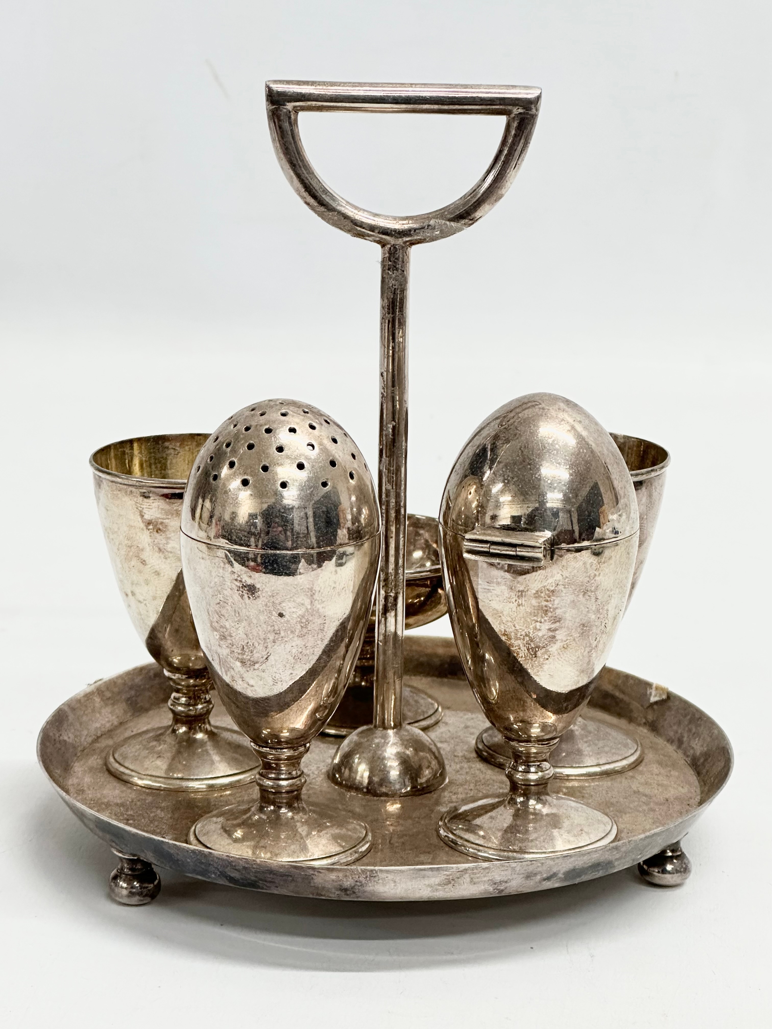 A Late 19th Century Hukin & Heath silver plated breakfast set/egg set. - Image 3 of 4