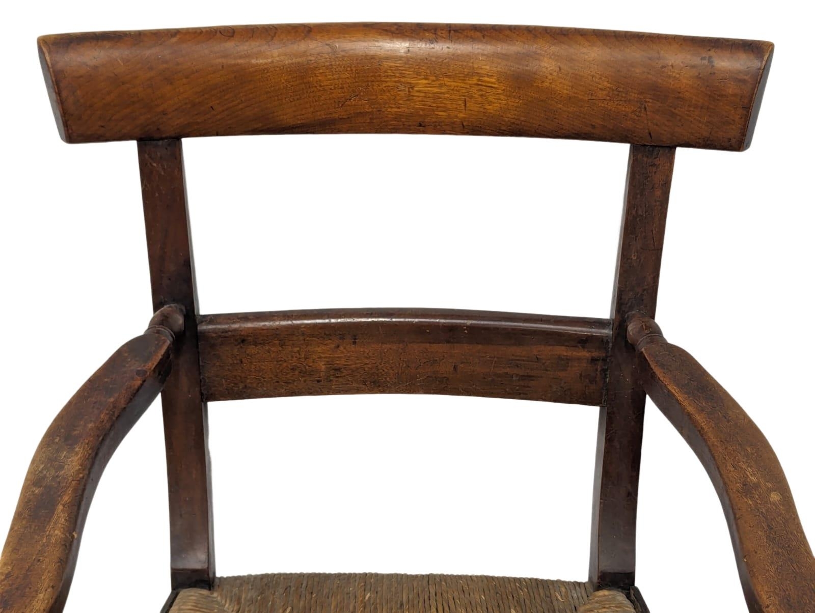 A mid 19th Century Scottish country house armchair with rush seat - Image 3 of 6