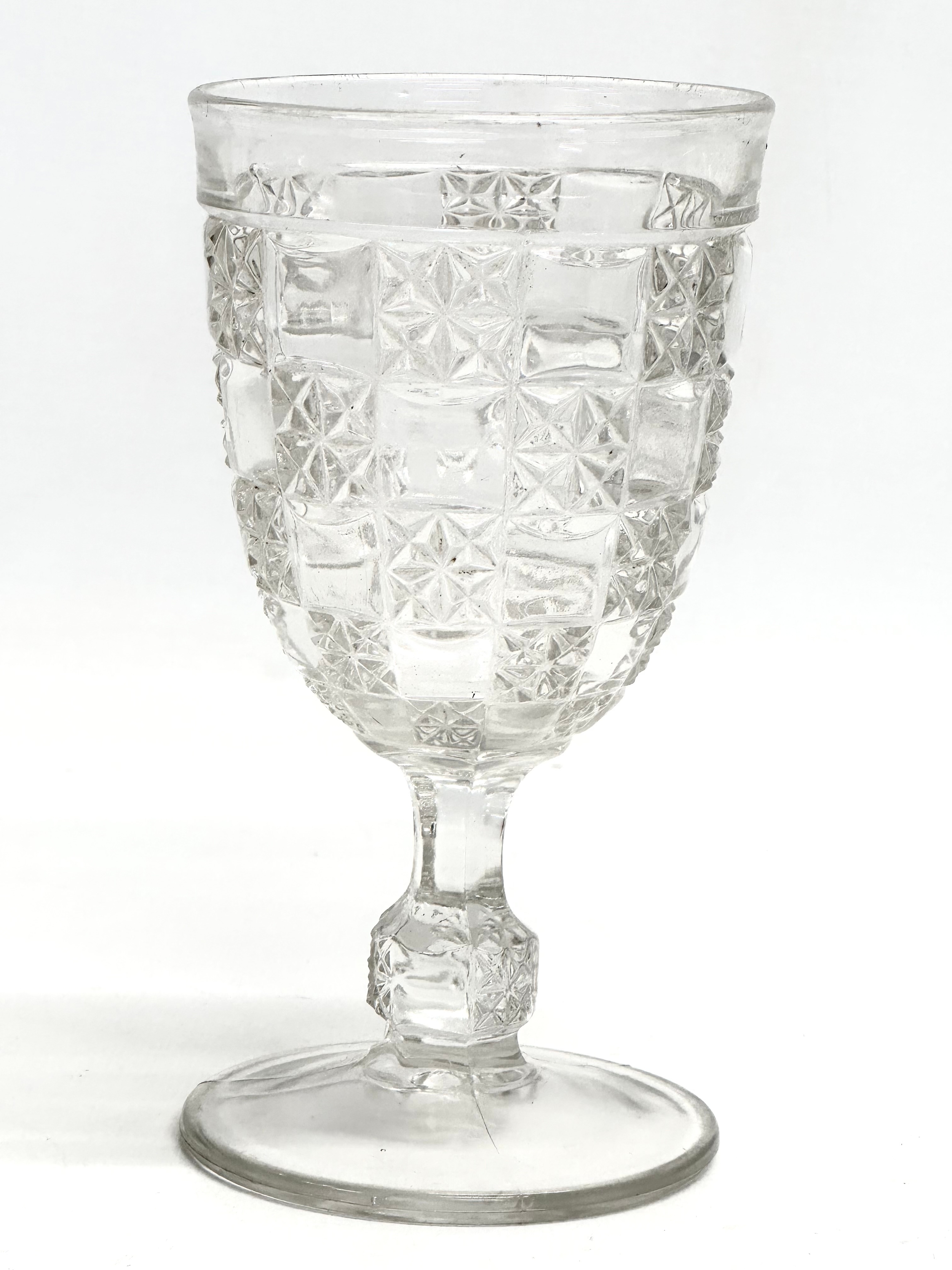 4 Late 19th and Early 20th Century cut and pressed drinking glasses. A large Victorian frosted cut - Image 5 of 7