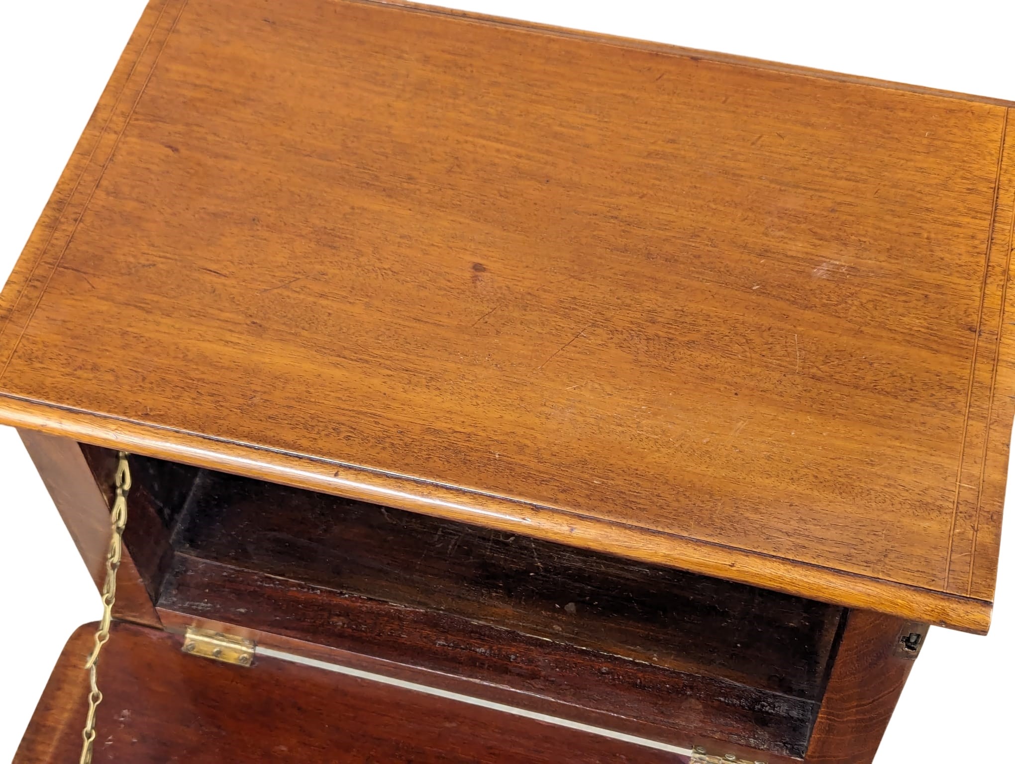 An Edwardian inlaid mahogany drop down storage table. 44x29x74cm - Bild 2 aus 6