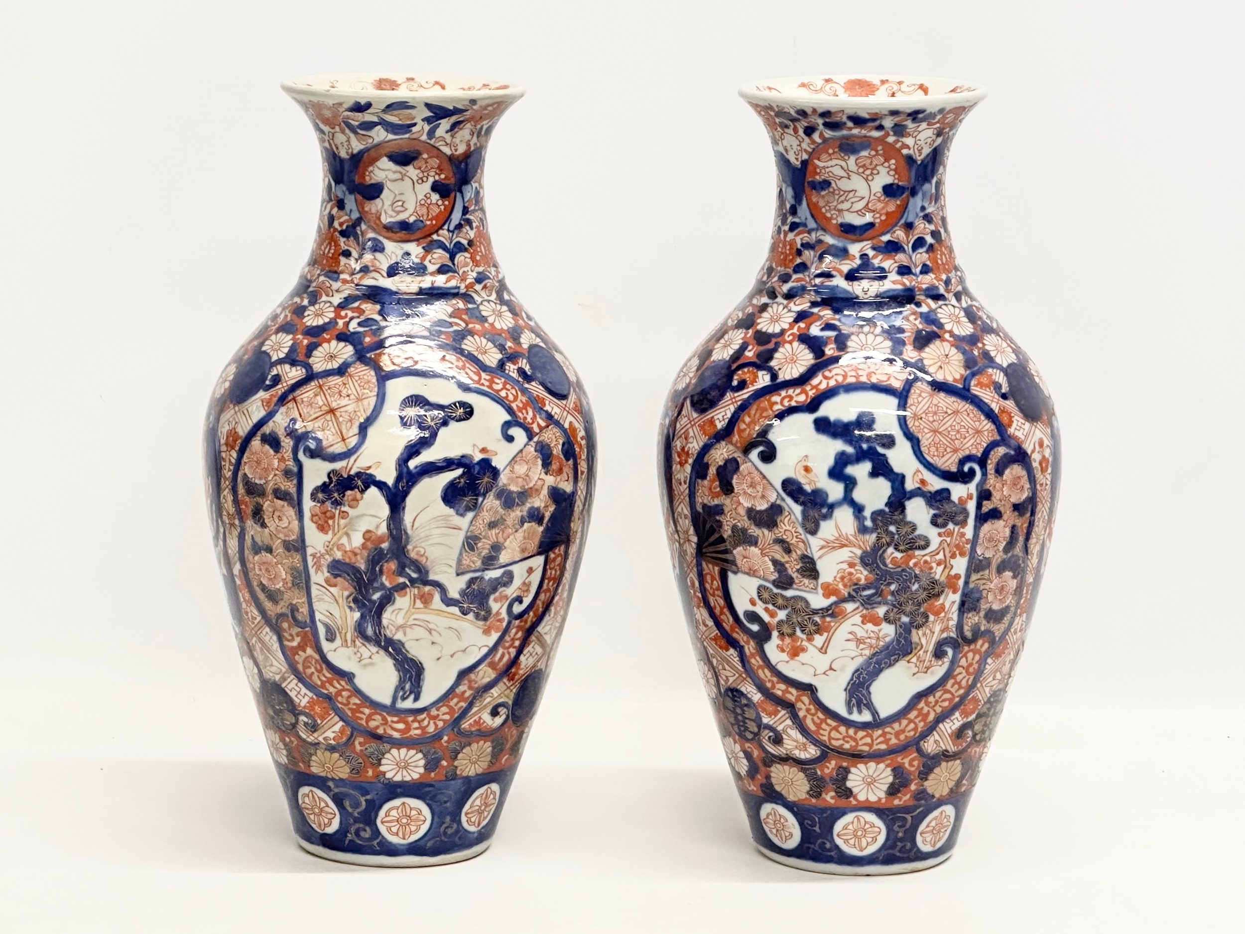 A pair of large Late 19th Century Japanese Meiji period Imari baluster vases. Circa 1880. 15x31cm