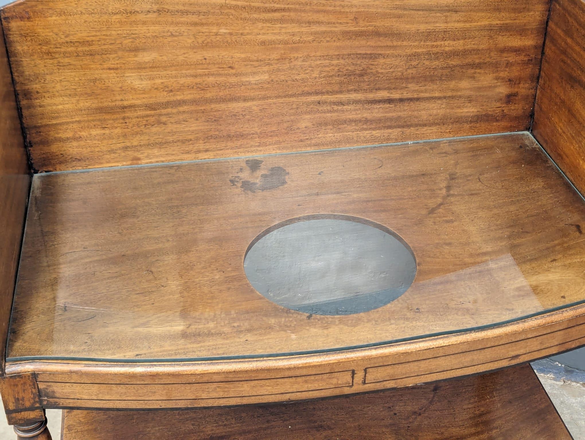 A large George IV mahogany gallery back washstand with 2 drawers with later glass top. 81.5cm x 50cm - Image 2 of 6