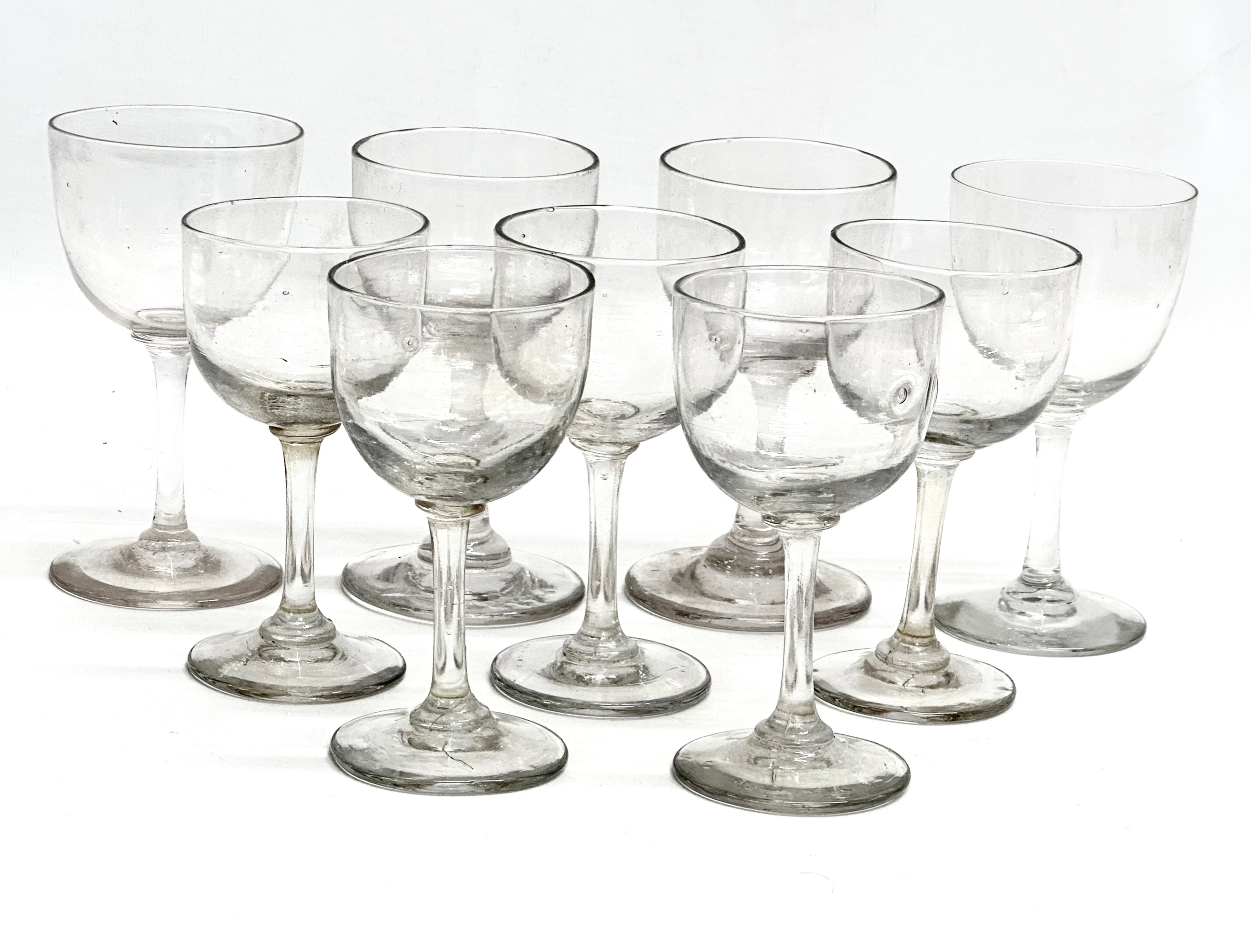 A set of 9 Mid 19th Century Victorian slim stem port glasses. 10.5cm