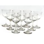 A set of 9 Mid 19th Century Victorian slim stem port glasses. 10.5cm