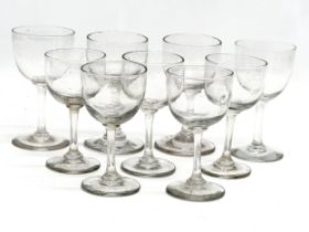 A set of 9 Mid 19th Century Victorian slim stem port glasses. 10.5cm