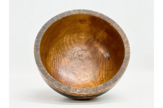 An Early 20th Century Irish Pokerwork bowl. Circa 1900-1915. 23x12cm. - Image 3 of 4