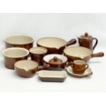 A collection of Denby Bourne glazed stoneware kitchenware.