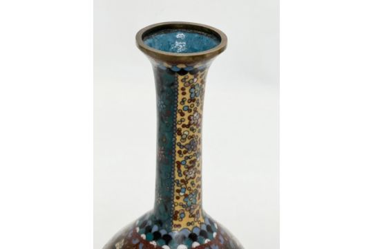 A Late 19th Century Japanese cloisonné enamelled bottle vase. Meiji Period (1868-1912) 22cm. - Image 4 of 8