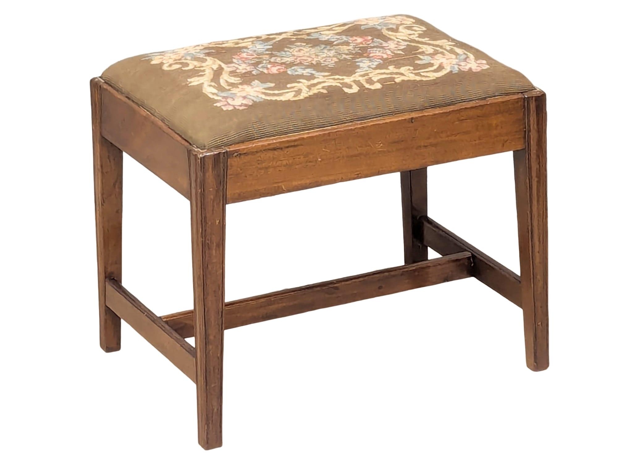 A Georgian III mahogany stool with tapestry top.(4) - Image 2 of 4