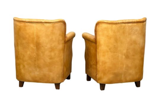 A pair of good quality Art Deco style leather club chairs/armchairs. 74x70x89cm - Image 3 of 7